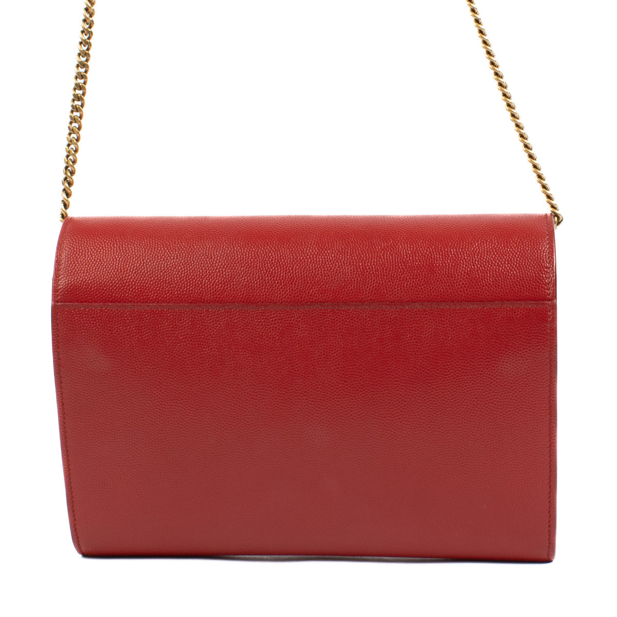 Portefeuille chaîne Cassandra Saint Laurent en cuir rouge cerise