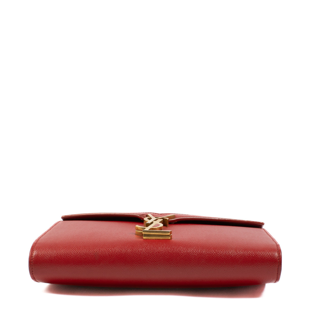Portefeuille chaîne Cassandra Saint Laurent en cuir rouge cerise