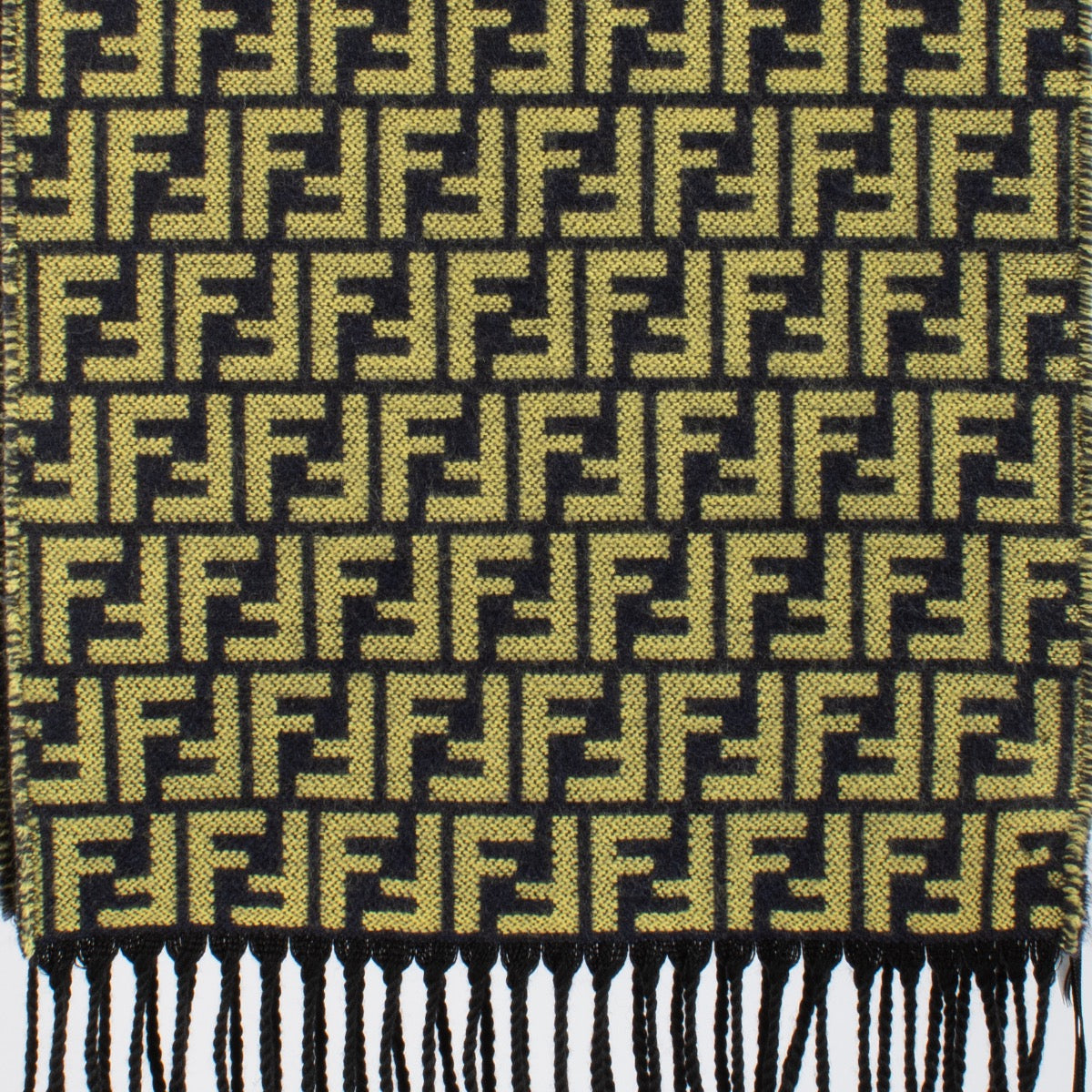 shop 100% authentic second hand Fendi Blue and Yellow FF Lana Wool Scarf on Labellov.com