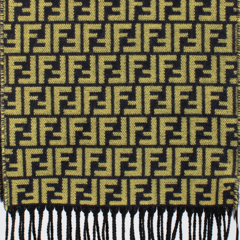 shop 100% authentic second hand Fendi Blue and Yellow FF Lana Wool Scarf on Labellov.com