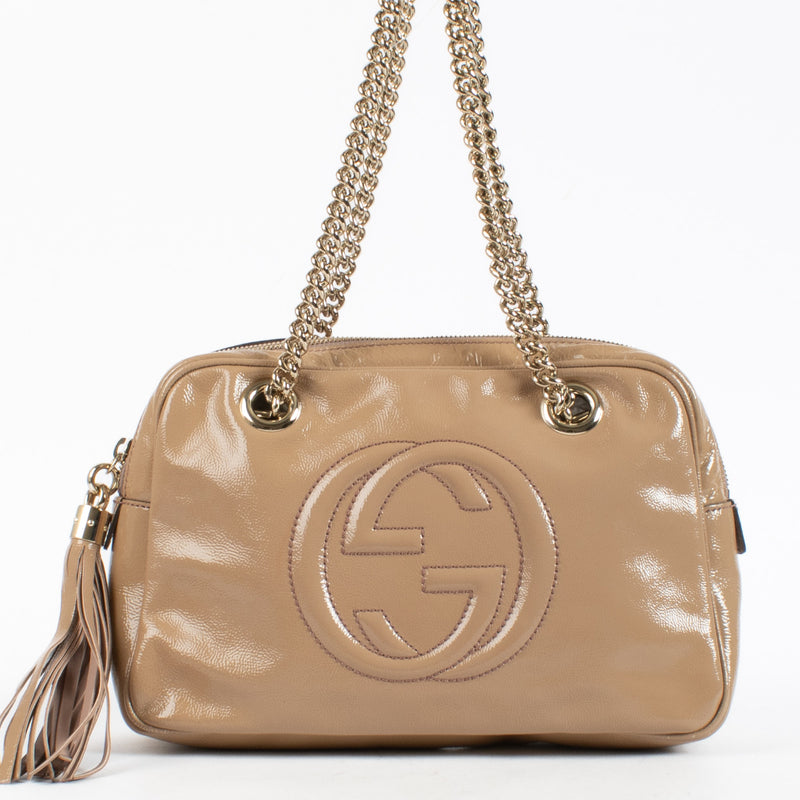 Gucci Pink Patent Leather Soho Chain Bag