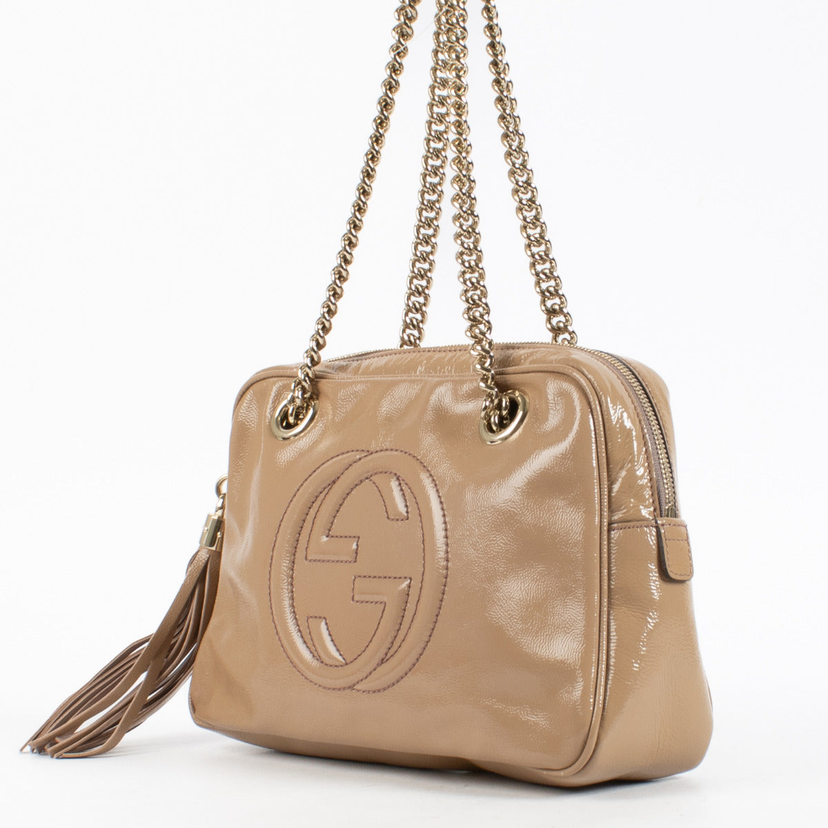 Sac à bandoulière Gucci Soho en cuir verni rose