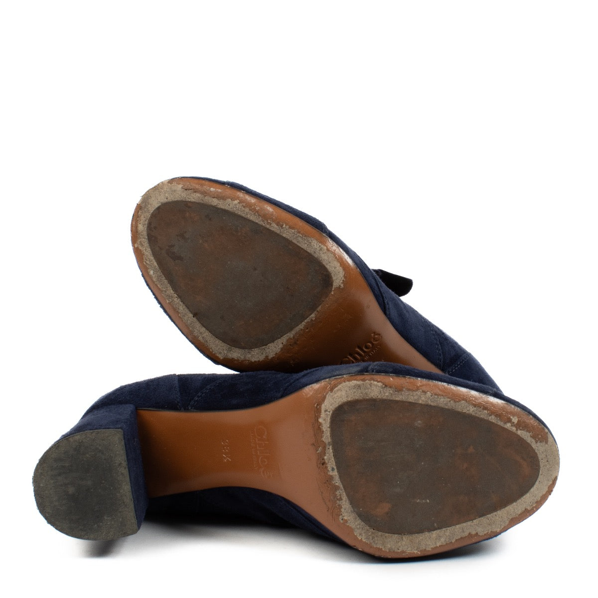 shop 100% authentic second hand Chloé Blue Velvet Lace Up Ankle Boots - Size 38 1/2 on Labellov.com