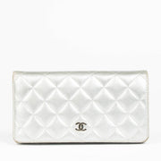 Shop this 100% authentic Chanel Silver Lambskin Quilted Long Wallet at labellov.com