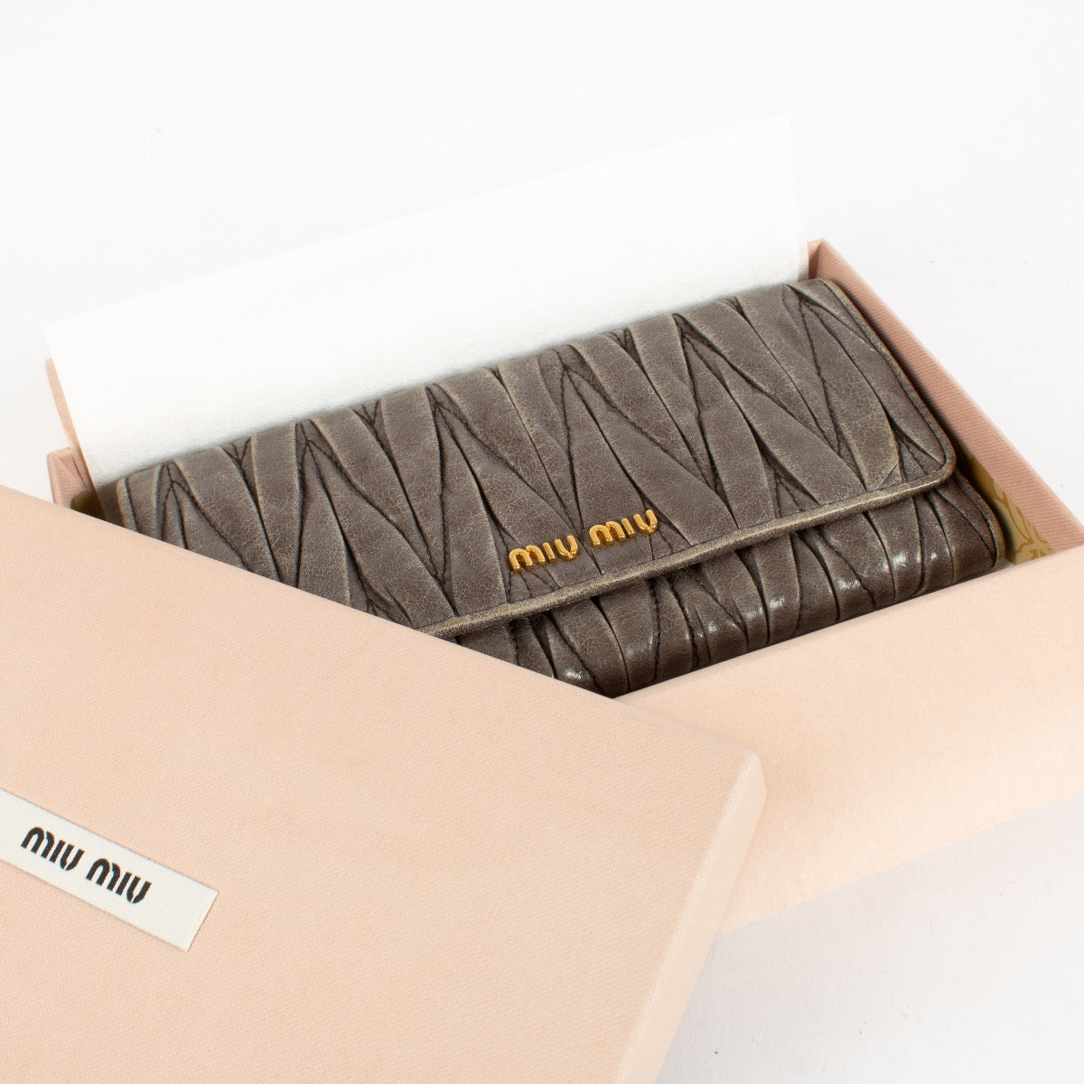 authentic preloved Miu Miu Grey Matelasse Wallet on Labellov.com