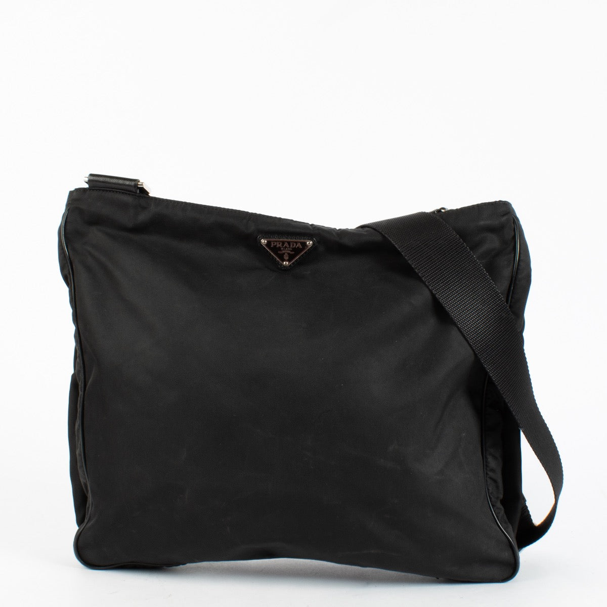 Authentic Preloved Prada Black Nylon Messenger Bag on Labellov.com