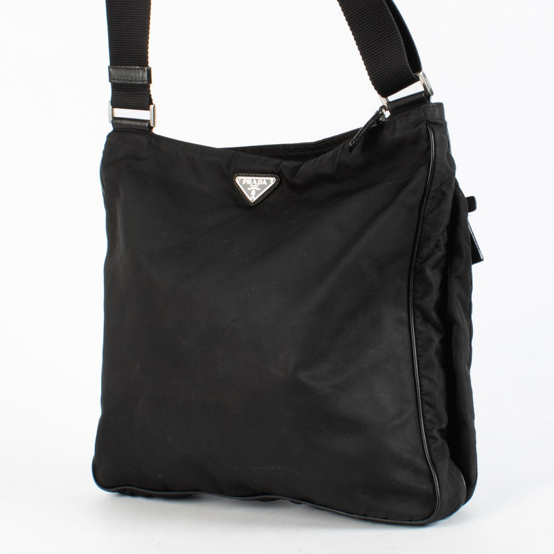 Authentic Preloved Prada Black Nylon Messenger Bag on Labellov.com