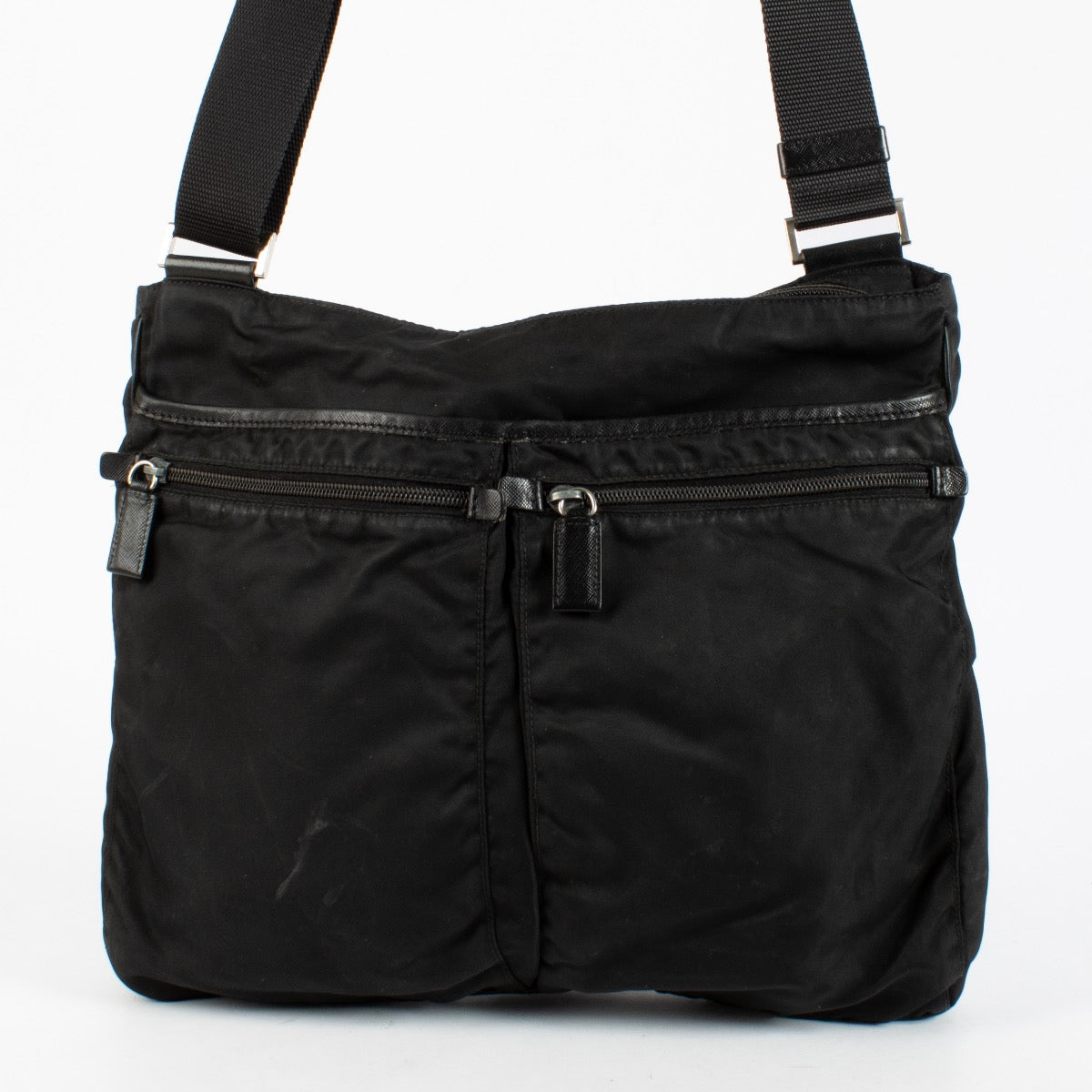 Authentic Preloved Prada Black Nylon Messenger Bag on Labellov.com