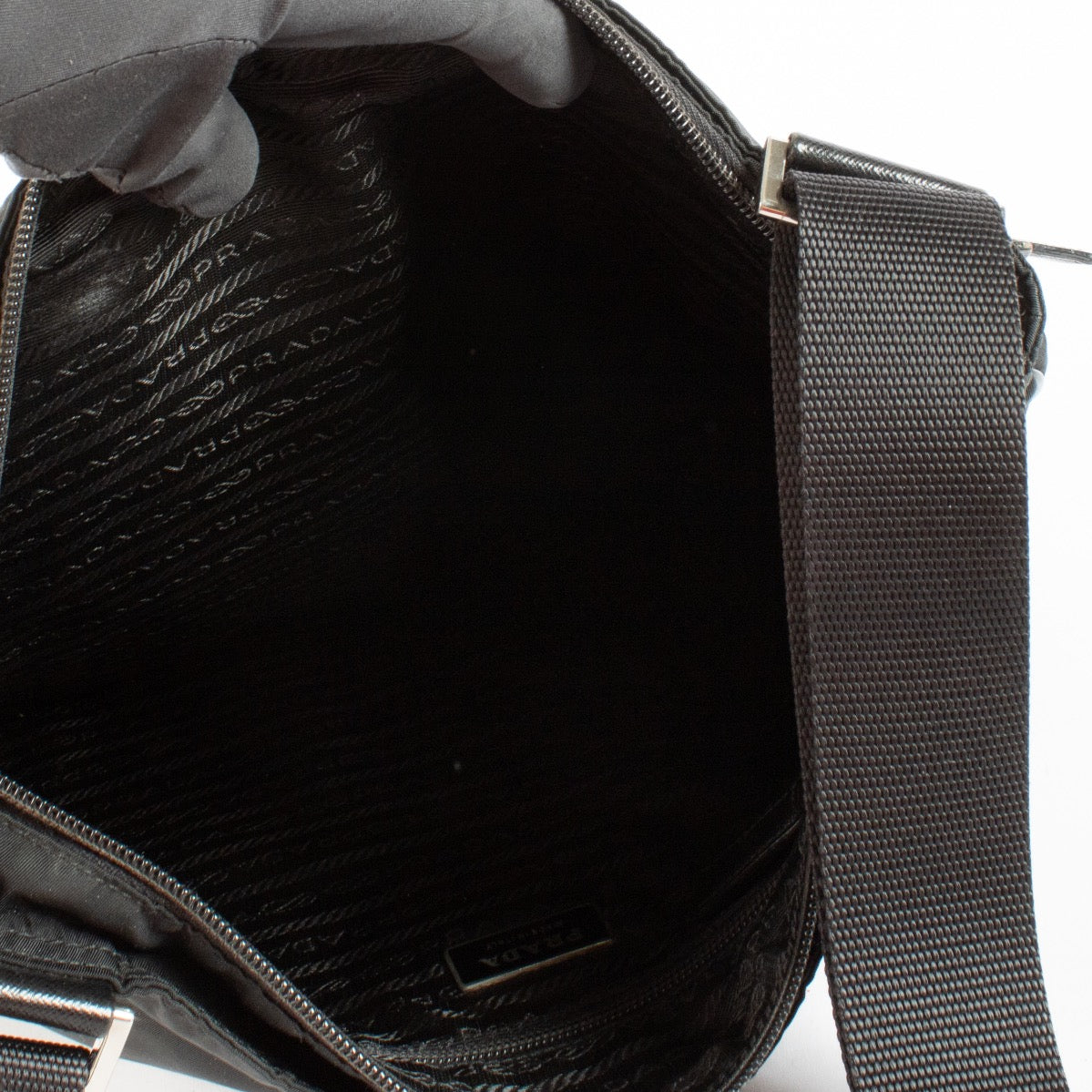 Authentic Preloved Prada Black Nylon Messenger Bag on Labellov.com