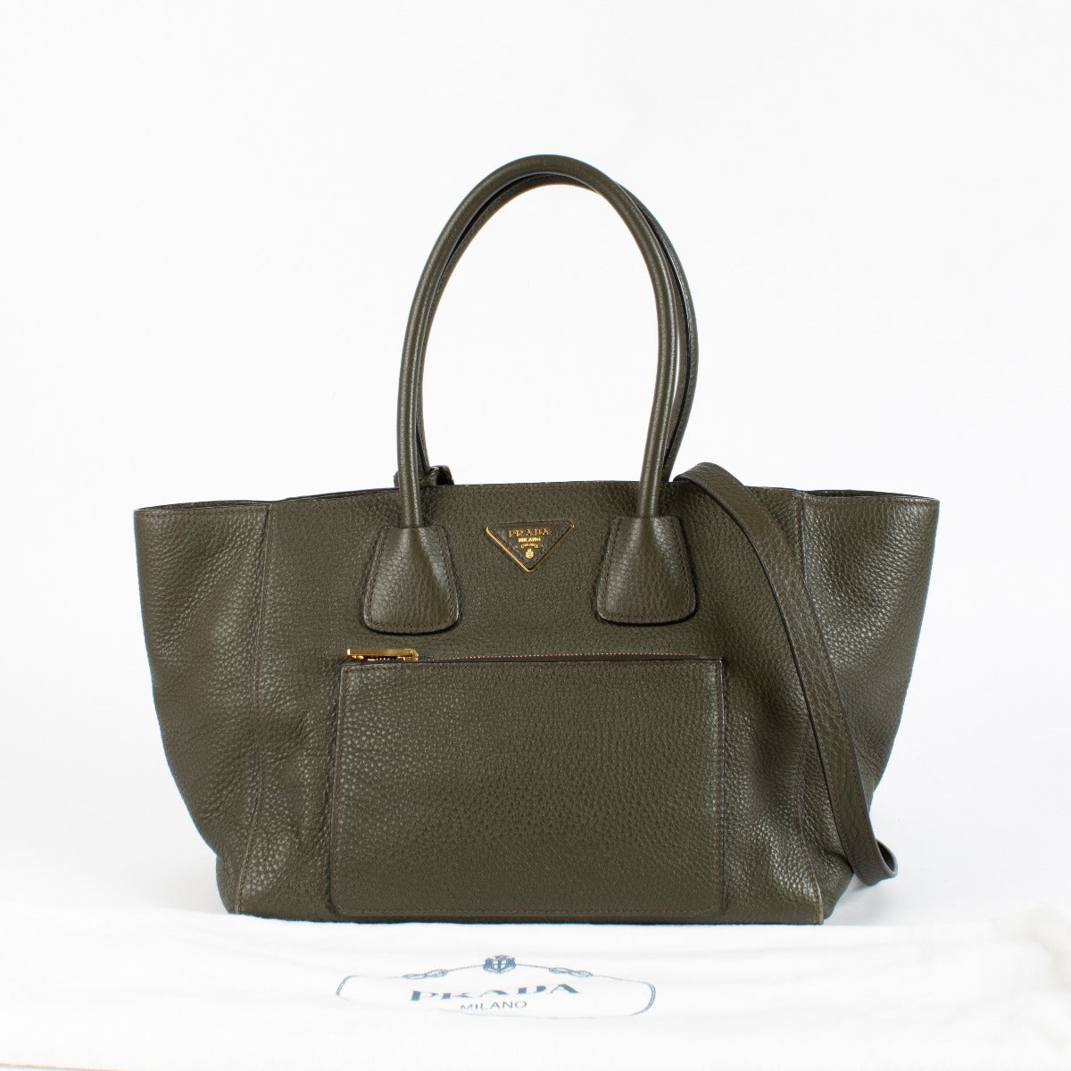Prada Green Vitello Daino Tote Bag
