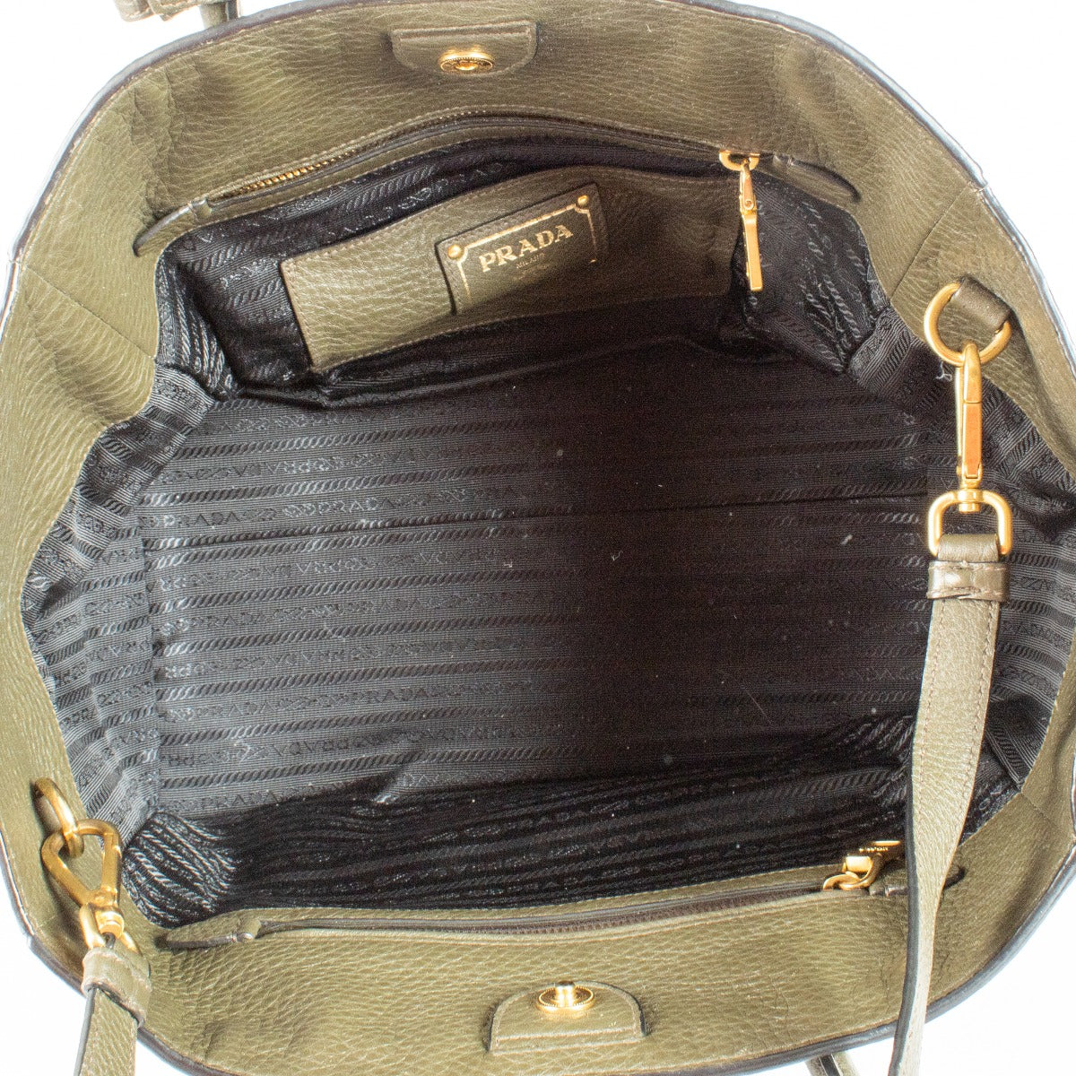 Prada Green Vitello Daino Tote Bag