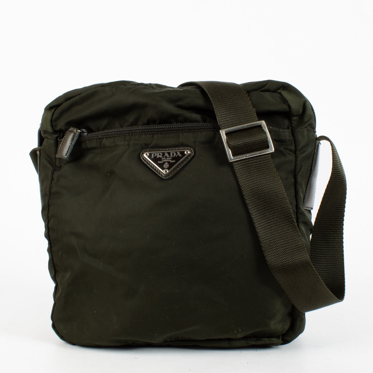 Authentic preloved Prada Green Nylon Crossbody Bag on Labellov.com