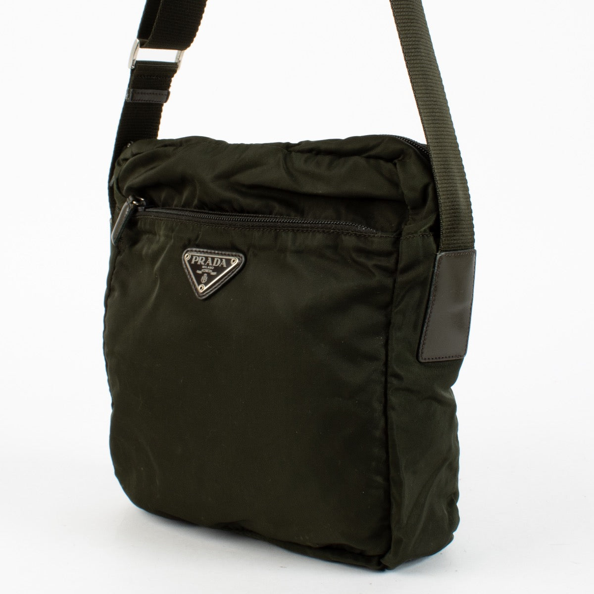 Authentic preloved Prada Green Nylon Crossbody Bag on Labellov.com