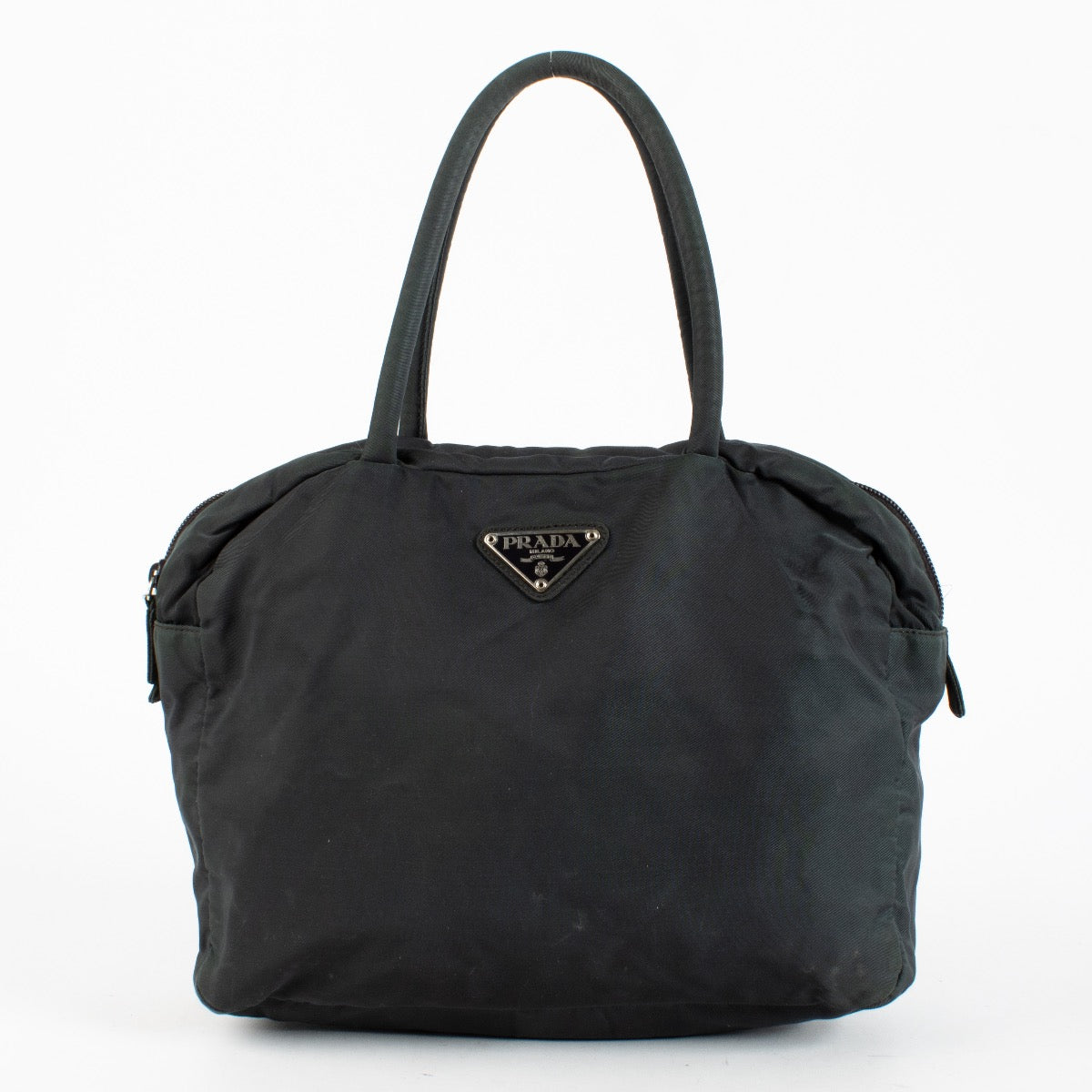 Authentic Preloved Prada Green Nylon Handbag on labellov.com