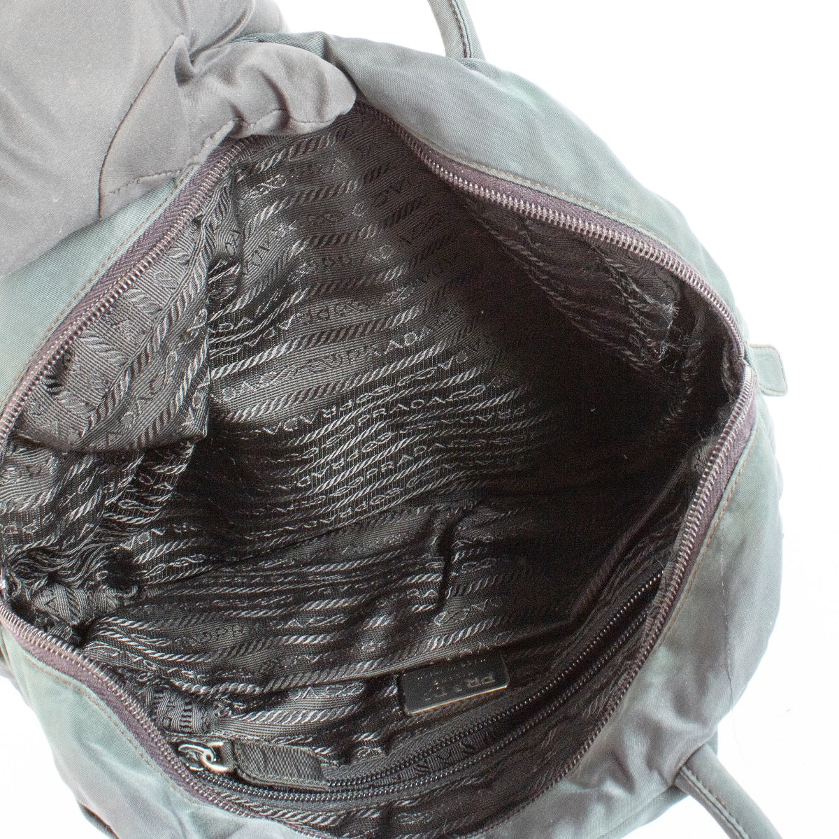 Authentic Preloved Prada Green Nylon Handbag on labellov.com