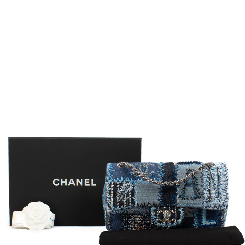 Chanel Denim Patchwork Medium Classic Flap Bag for the best price at Labellov secondhand luxury. Buy and sell your preloved designer bags for the best price.
