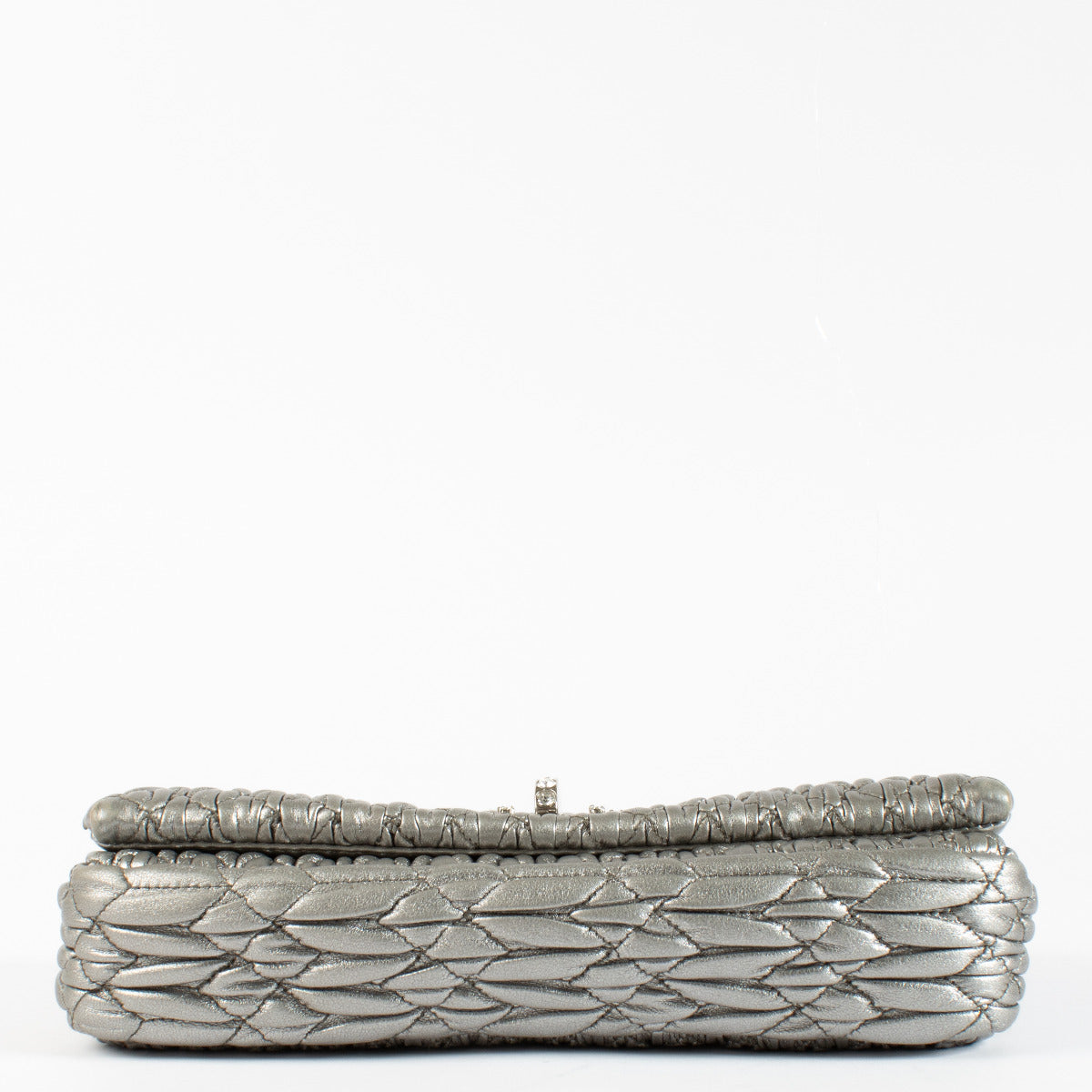 Miu Miu Zilveren Nappaleren Miu Crystal Cloqué Tas