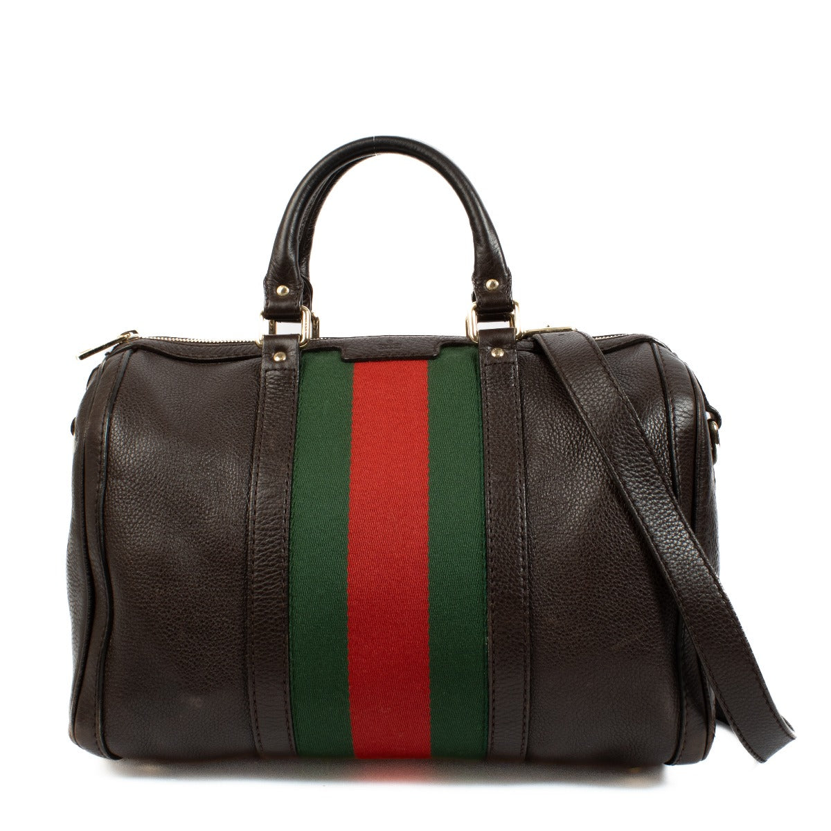 authentic pre loved Gucci Brown Leather Boston Bag on Labellov.com