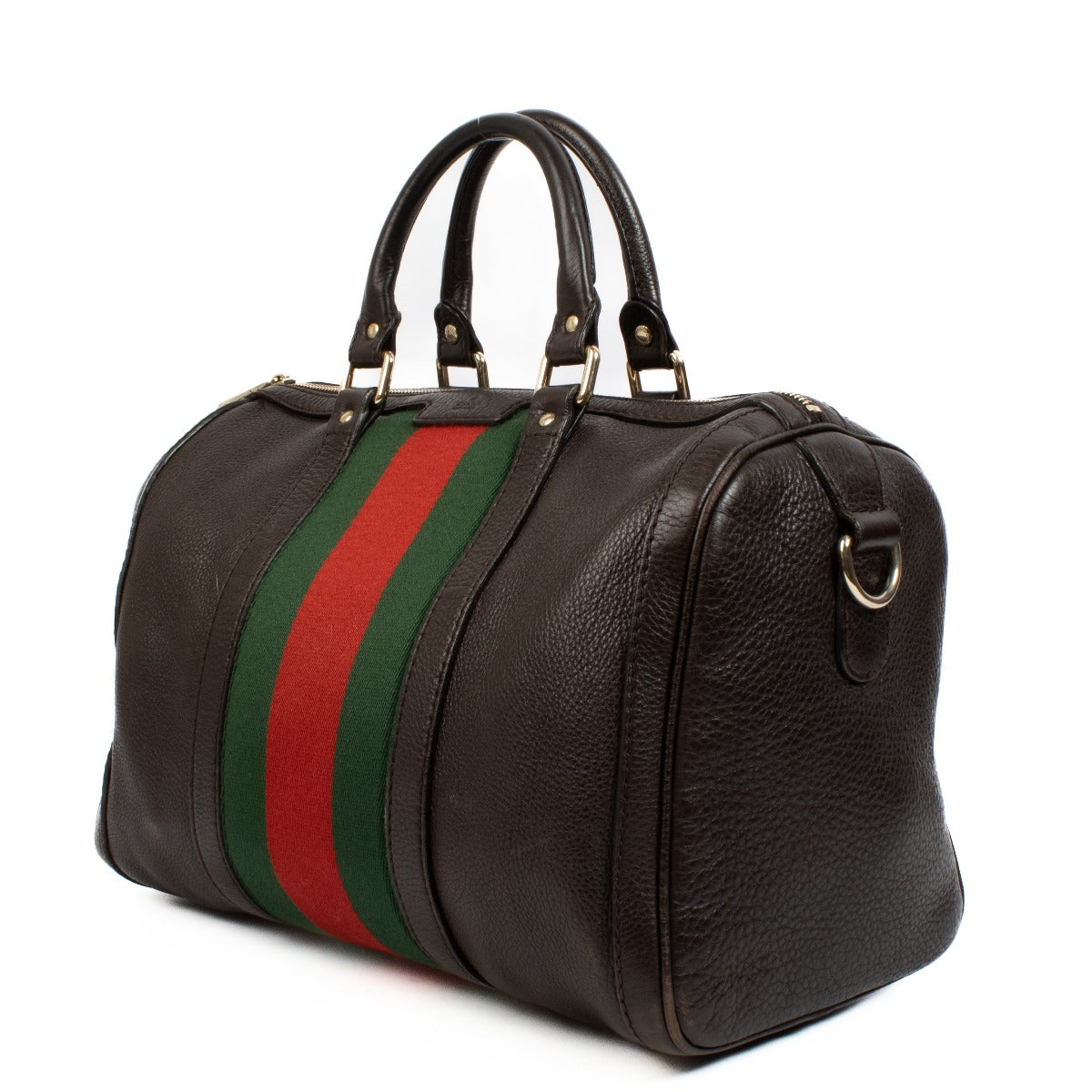 authentic pre loved Gucci Brown Leather Boston Bag on Labellov.com