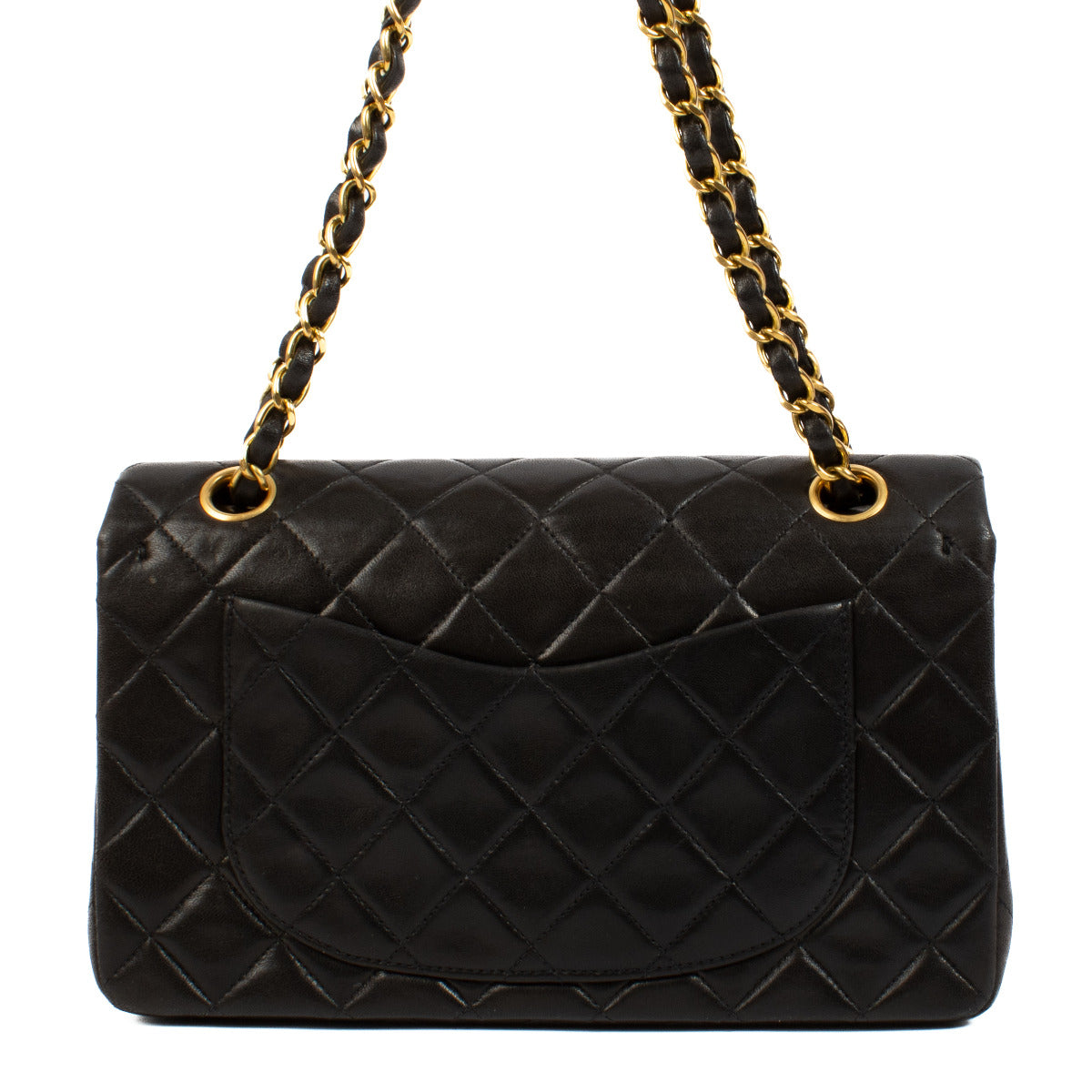 Chanel Zwarte Vintage Lamsleren Kleine Klassieke Handtas