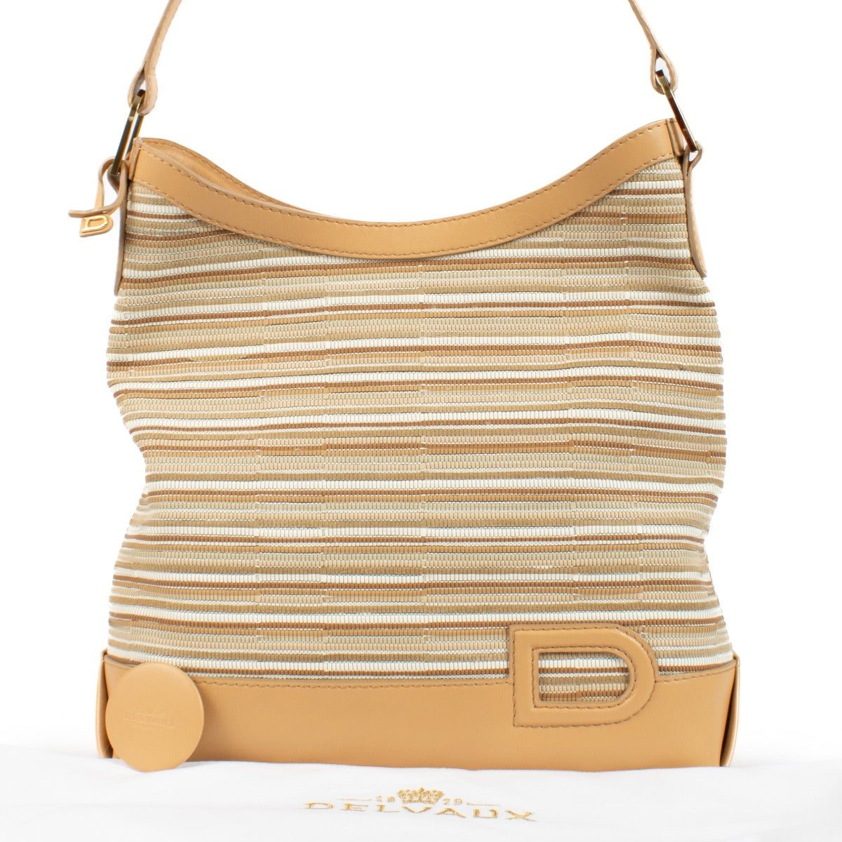 Sac Hobo Delvaux en Toile de Cuir Beige