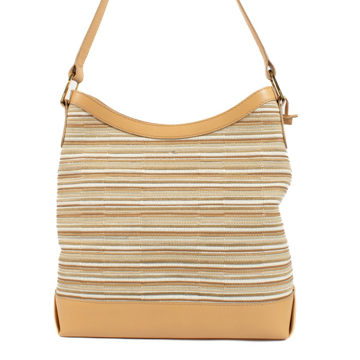 Sac Hobo Delvaux en Toile de Cuir Beige