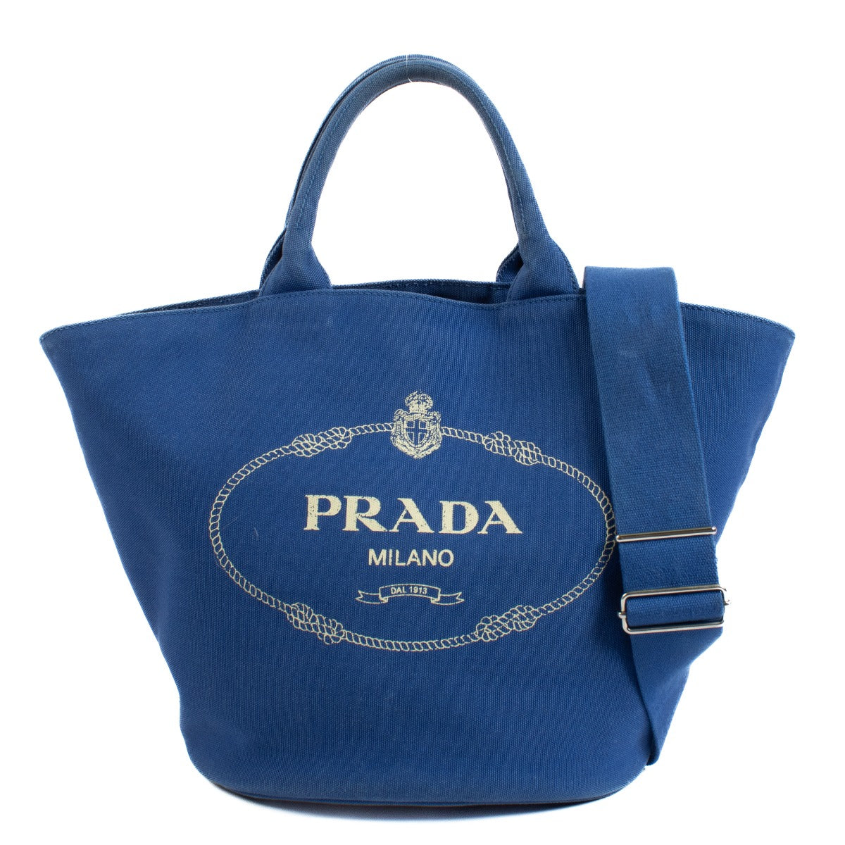 buy 100% authentic pre loved Prada Blue Canvas Tote on Labellov.com