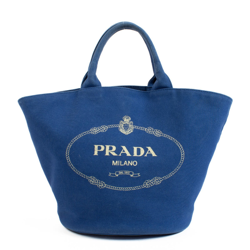 buy 100% authentic pre loved Prada Blue Canvas Tote on Labellov.com