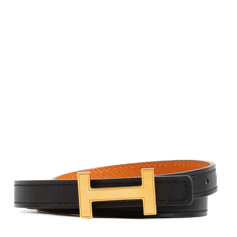Hermès Black and Orange Focus Belt - size 75