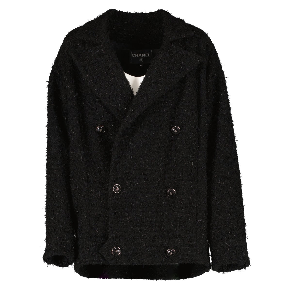 Chanel 21A Black Shimmer Tweed Jacket
