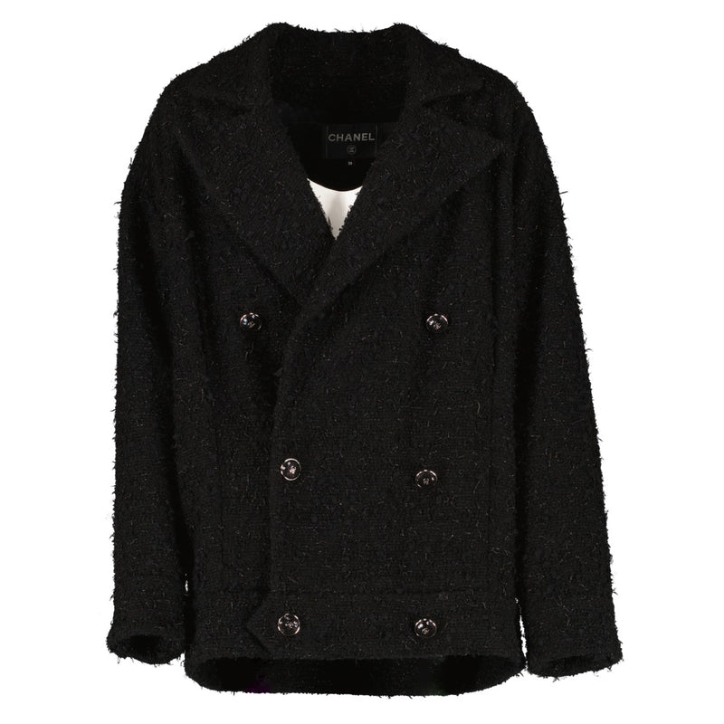 Chanel 21A Black Shimmer Tweed Jacket