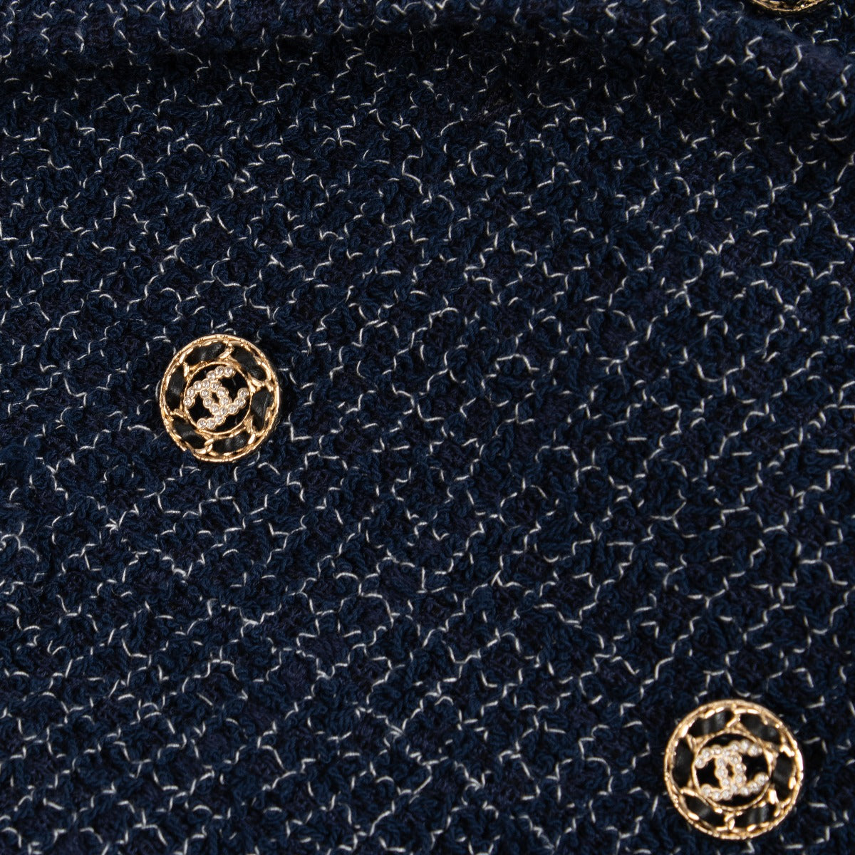 Chanel 22S Blue Cotton Tweed Coat - Size FR36