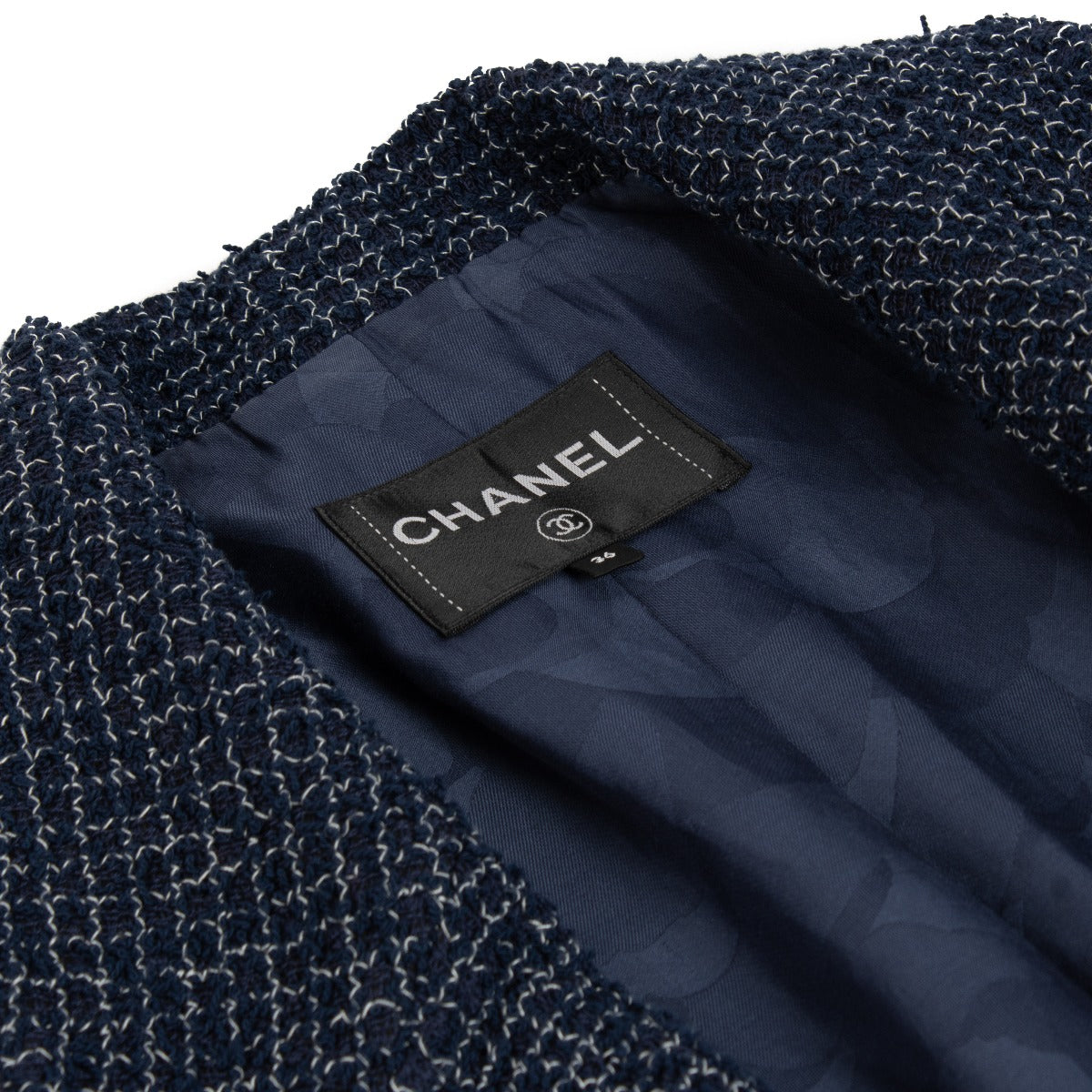 Chanel 22S Blue Cotton Tweed Coat - Size FR36
