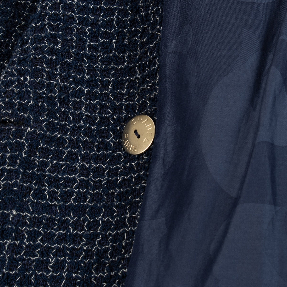 Chanel 22S Blue Cotton Tweed Coat - Size FR36