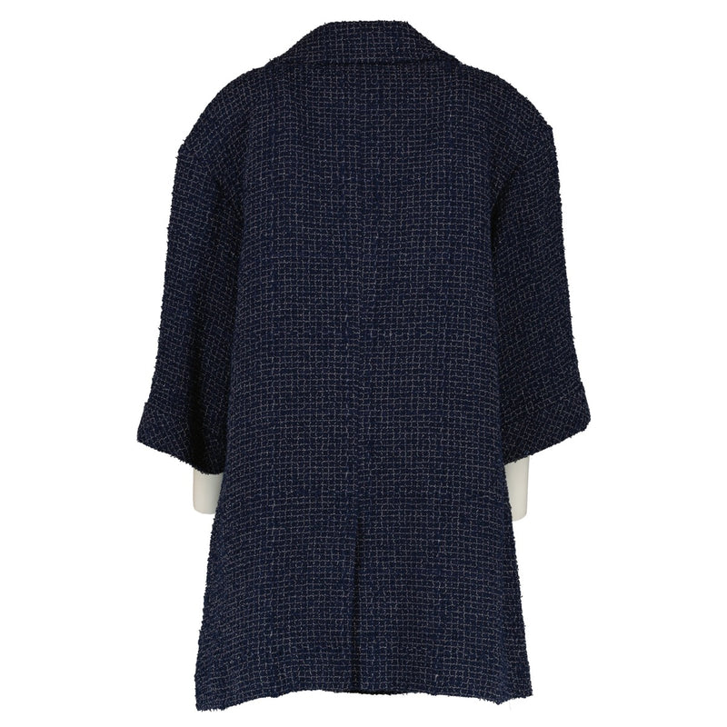 Chanel 22S Blue Cotton Tweed Coat