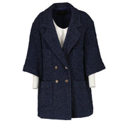 Chanel 22S Blue Cotton Tweed Coat