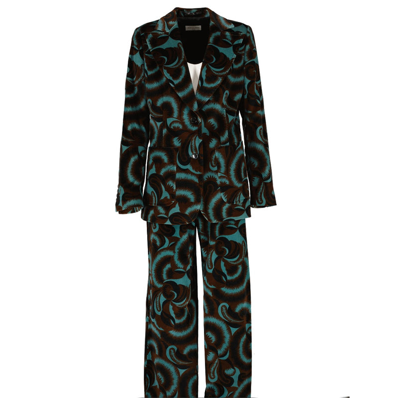 Dries Van Noten Printed Velvet Blazer/Trousers Set - Size FR40