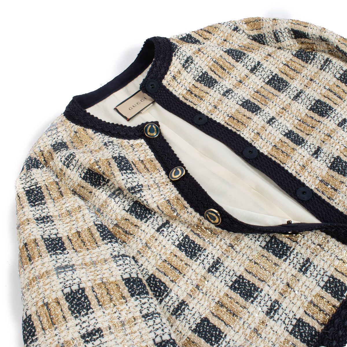 Gucci Multicolor Check Tweed Jacket - Size IT40