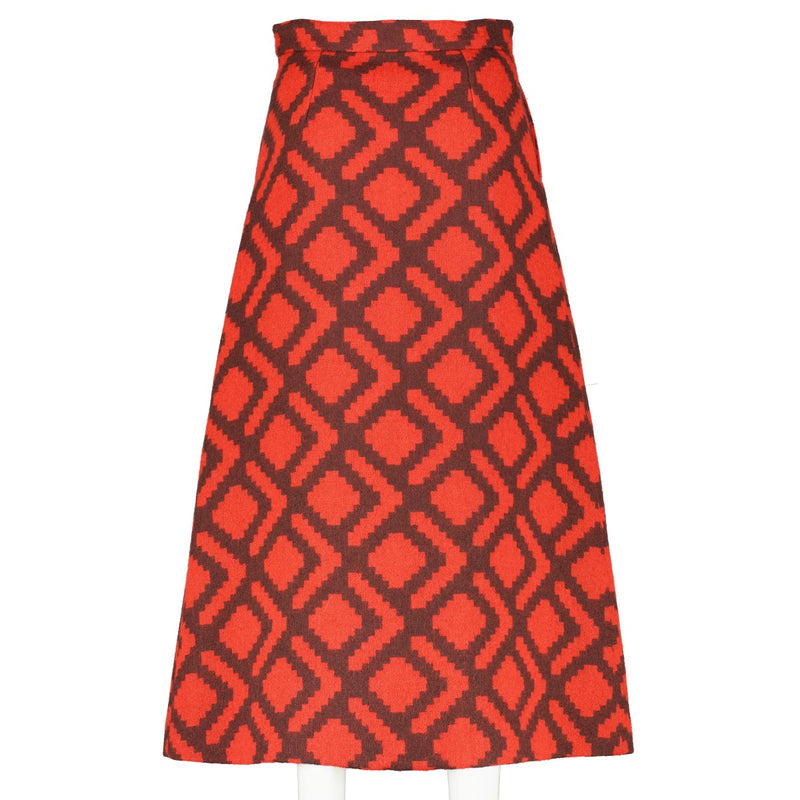 shop 100% authentic second hand Gucci Red Pattern Wool Skirt - Size 40 on Labellov.com