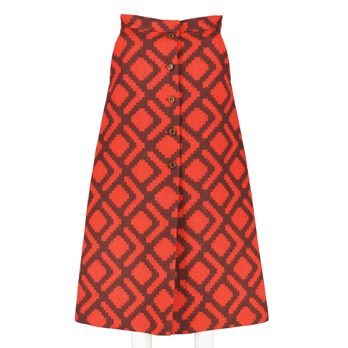 shop 100% authentic second hand Gucci Red Pattern Wool Skirt - Size 40 on Labellov.com