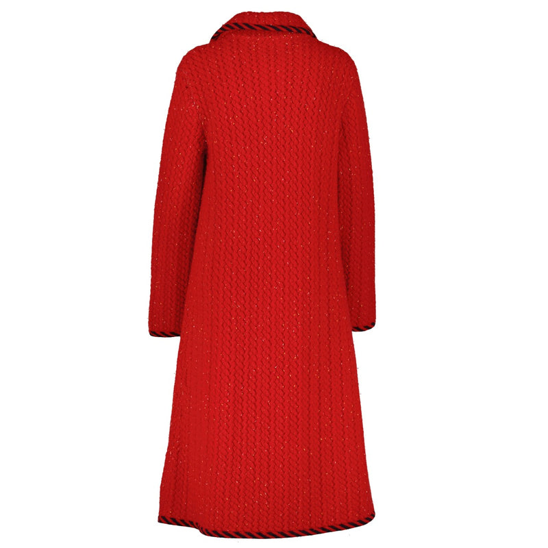 Gucci Red Wool Cable Knit Coat