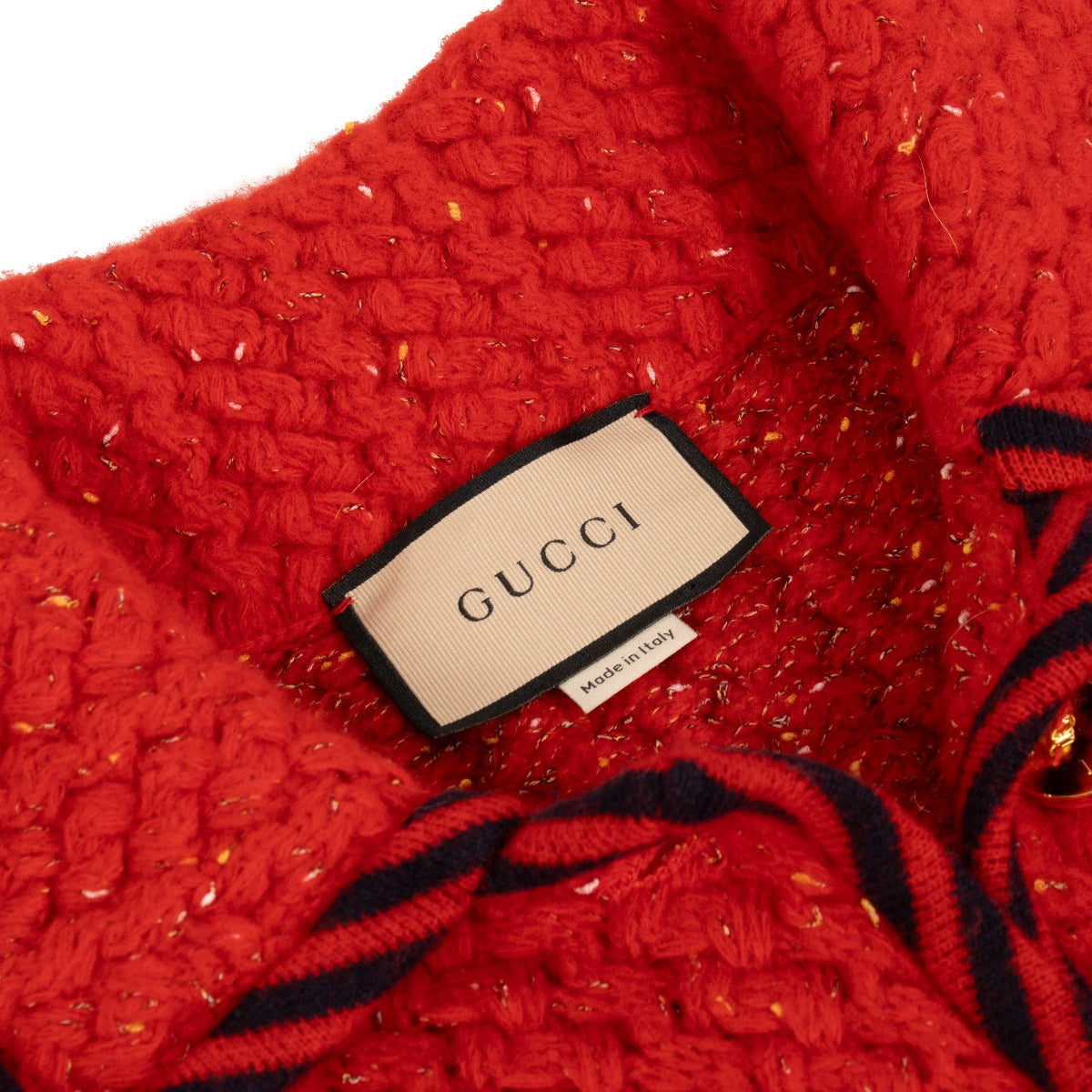 Gucci Red Wool Cable Knit Coat - Size S