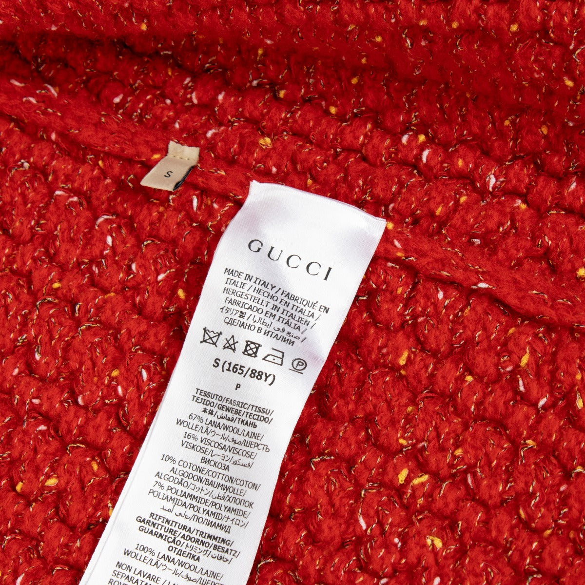 Gucci Red Wool Cable Knit Coat - Size S