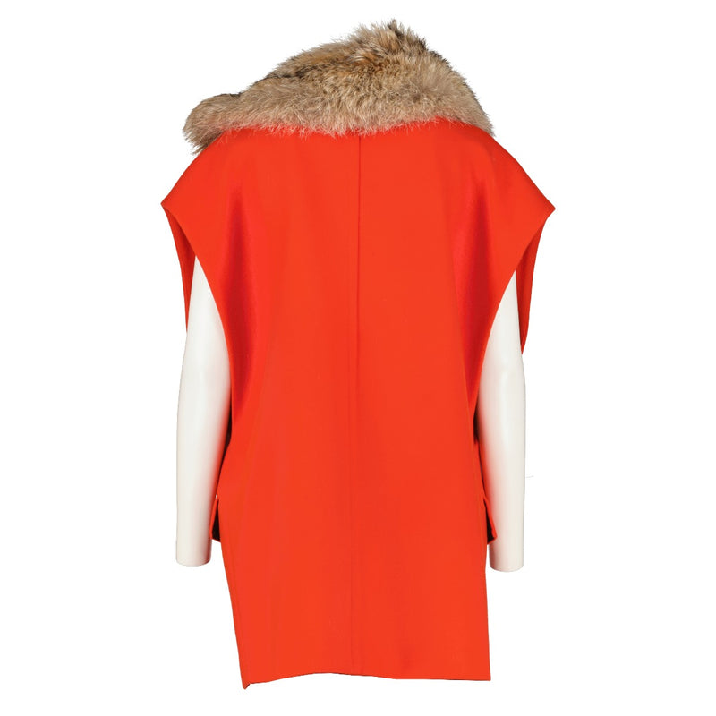 MSGM Orange Fur Trim Coat