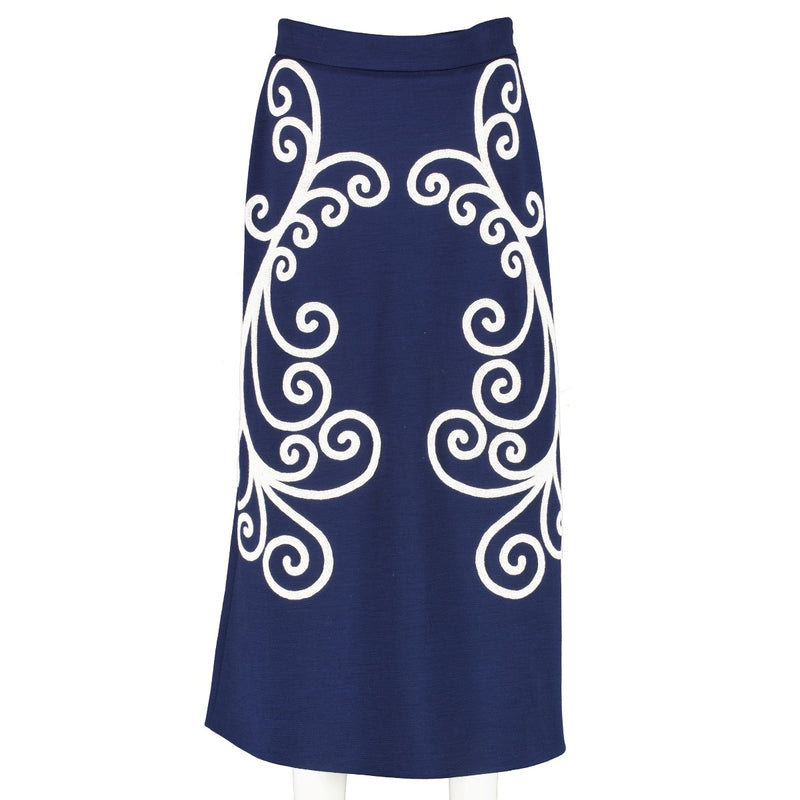 buy 100% authentic pre loved Prada Blue White Embroidered Skirt on Labellov.com