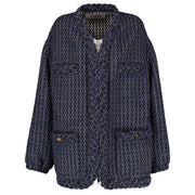 Valentino Blue Tweed Roman Stud Jacket