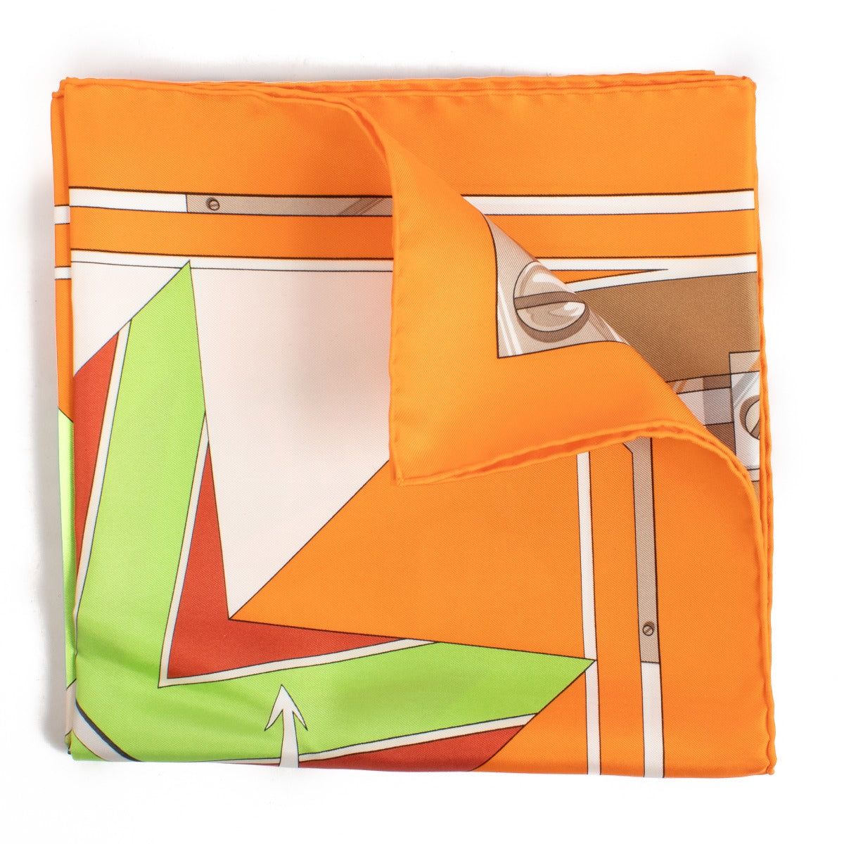 buy 100% authentic pre loved Hermès Sextants Orange Silk Scarf on Labellov.com