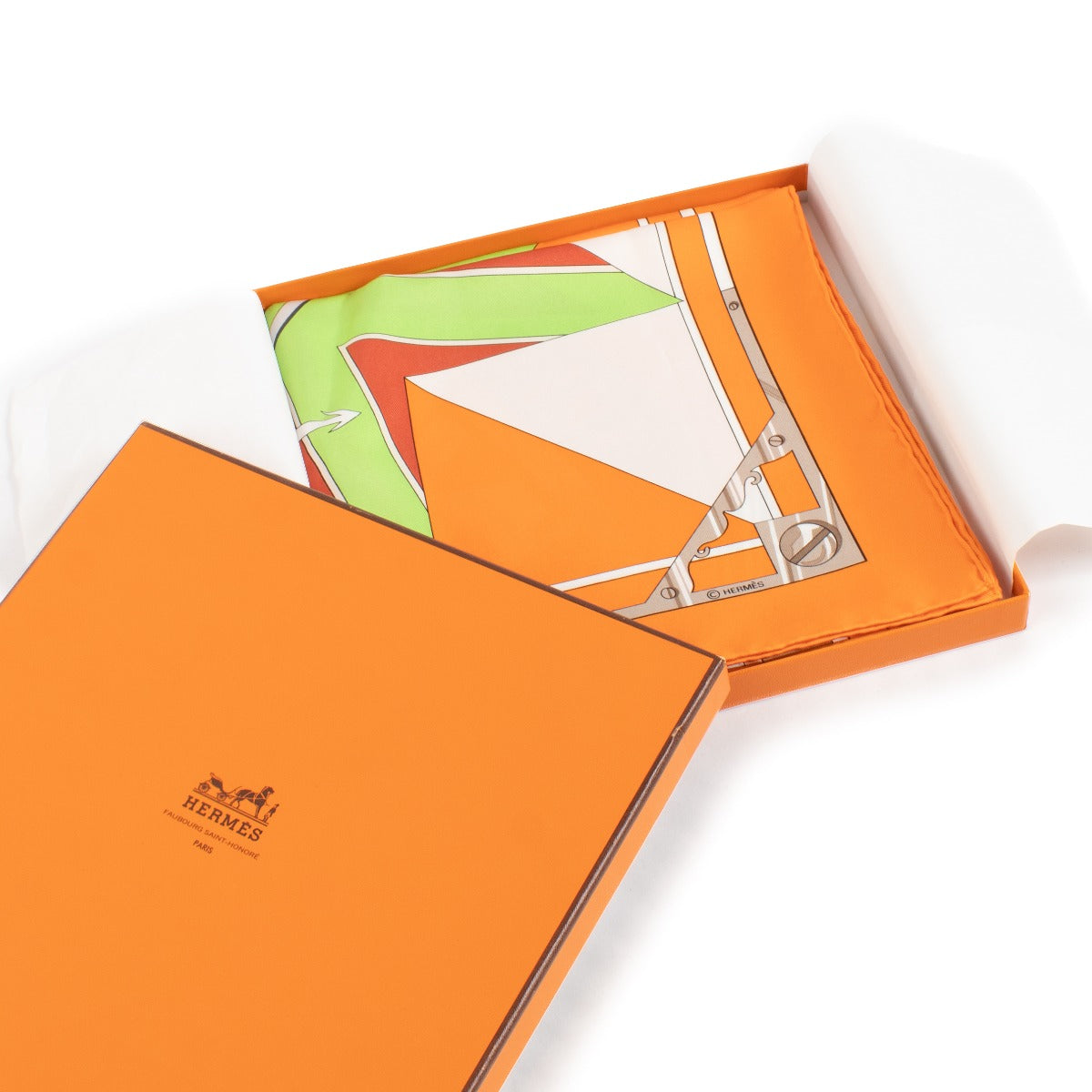buy 100% authentic pre loved Hermès Sextants Orange Silk Scarf on Labellov.com