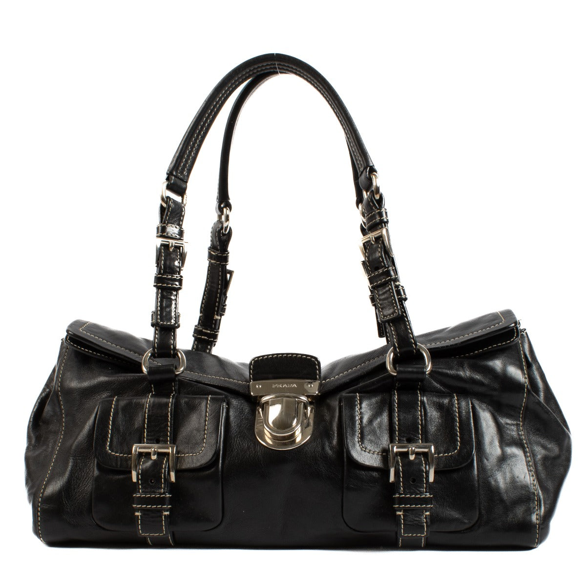 buy 100% authentic pre loved Prada Black Leather Shoulder Bag on Labellov.com