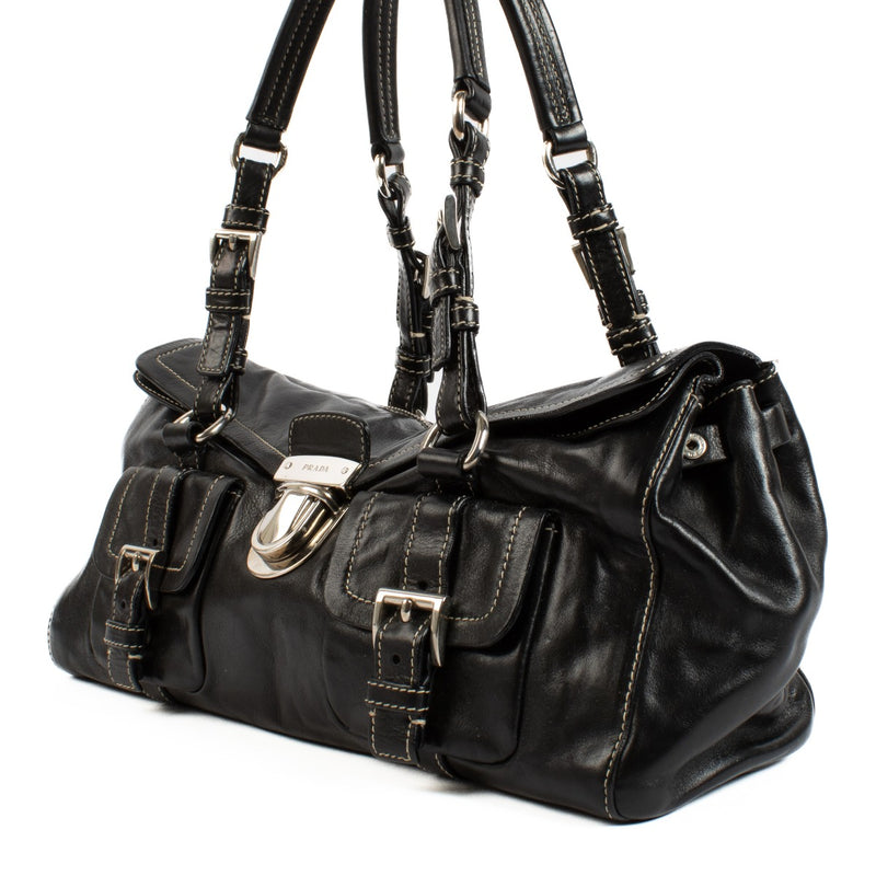 buy 100% authentic pre loved Prada Black Leather Shoulder Bag on Labellov.com